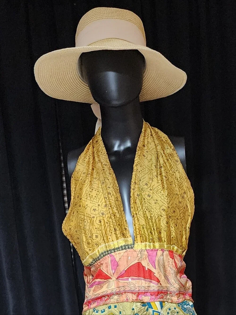 Sun N Sand Wide Brim Straw Hat White Bow UPF 50